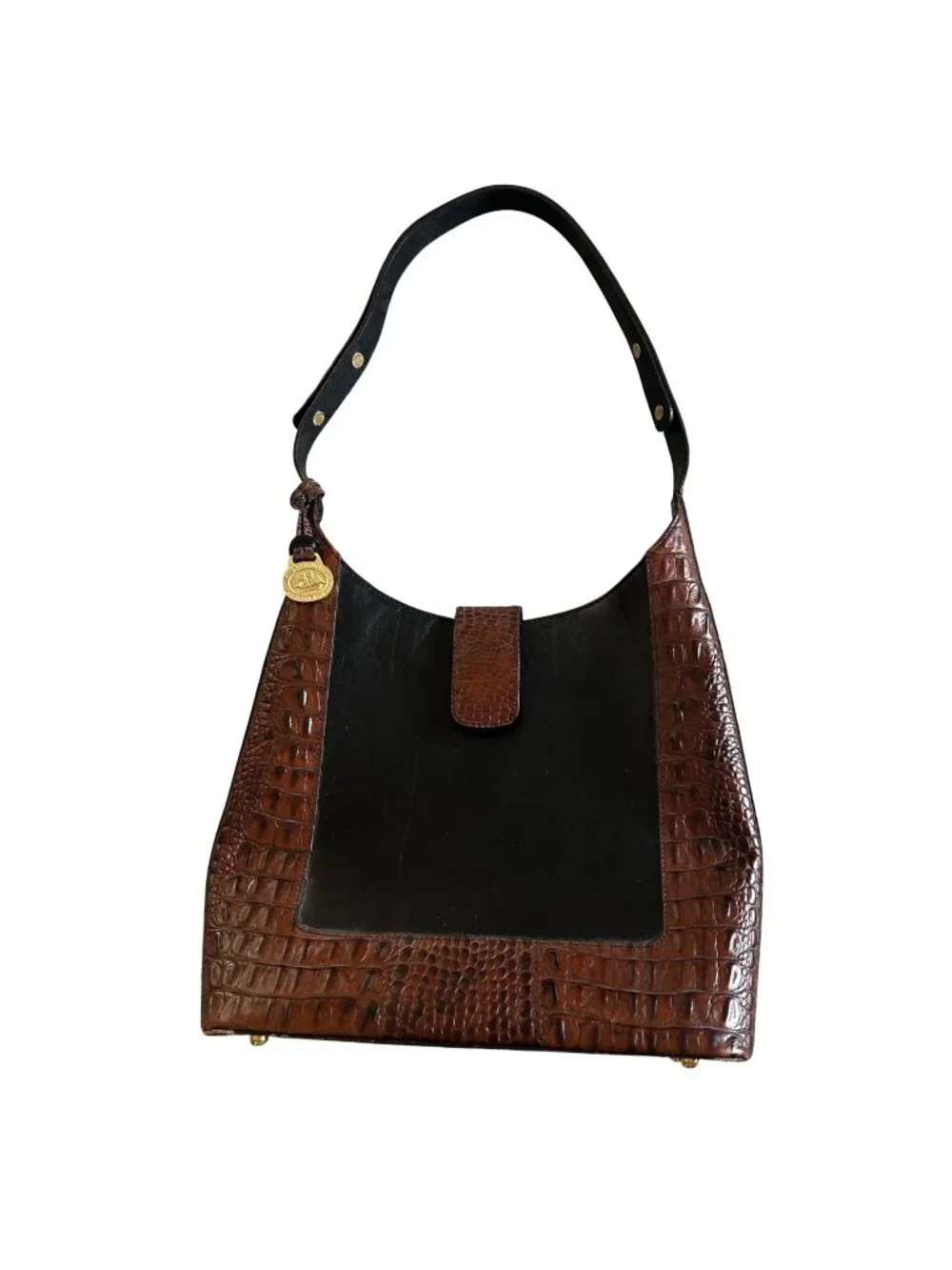 Vintage Brahmin Croc-Embossed Leather Shoulder Bag